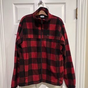 Columbia Men's Red and Black Checkered Jacket